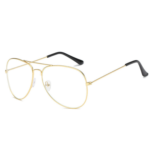 Gold frame aviator sunglasses with dark black lenses, featuring a classic vintage style. - Image 52
