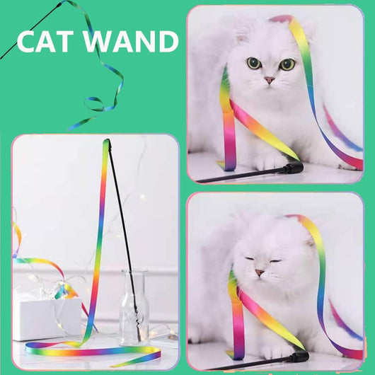 Varita Interactiva Arcoíris para Gatos - Juguete Teaser con Cintas de Colores - Image 5