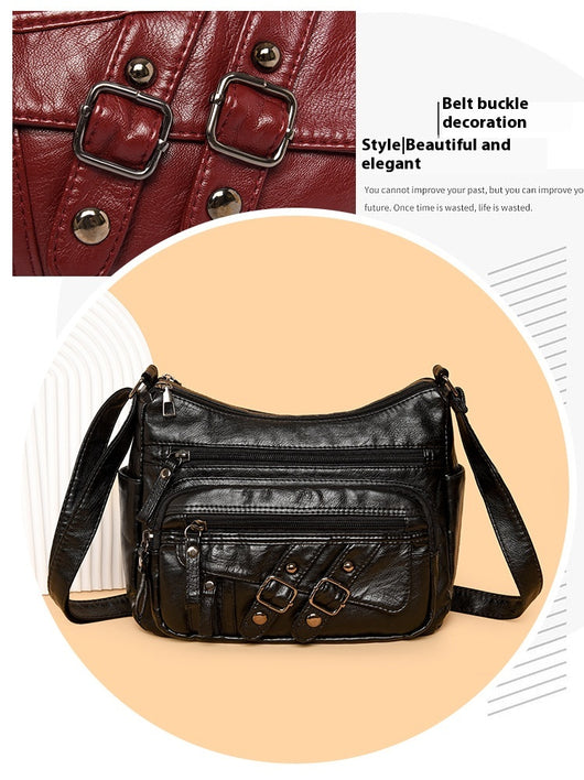 Bolso Mensajero de Cuero con Múltiples Compartimentos y Bolsillos - Image 22
