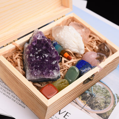 Caja de Regalo Piedras Naturales Cristal Amatista - 7 Gemas de Colores - Image 7