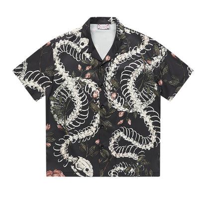 Camisa Cubana de Manga Corta con Patrón de Hueso de Serpiente - Diseño Original - Image 5