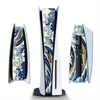 Brushed silver metal texture skin for PlayStation 5 Digital Edition console, shown from front and side views. - Image 17