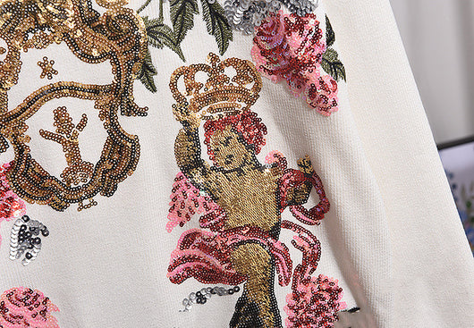 Conjunto de Dos Piezas: Suéter Tejido Holgado con Bordado de Lentejuelas - Image 7