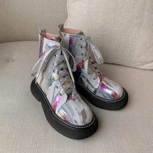 Botas Martin de Plataforma con Estampado en Cuero Genuino - Estilo Nicho Exclusivo - Image 3