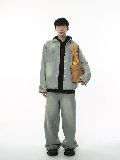 Conjunto de Camisa y Pantalón Oversized Lavado Desgastado en Blanco - Image 10
