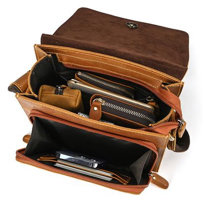 Bolsa Bandolera de Cuero Genuino Crazy Horse para Hombre - Image 7