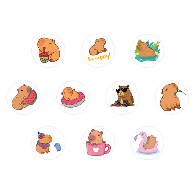 Rollo de 500 Stickers Capibara Infantiles - Pegatinas de Colores para Cuadernos y Guitarra - Image 12