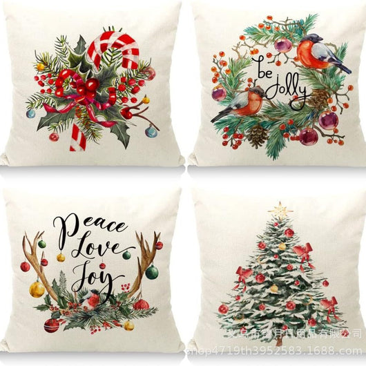 Set de 4 Fundas de Cojines Navideños Muñeco de Nieve y Reno 18x18 Pulgadas - Image 16