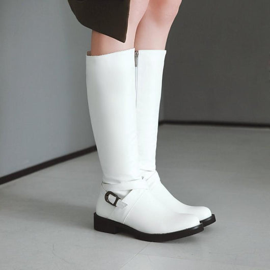 Botas Altas de Cuero PU con Hebilla - Estilo Ecuestre Elegante - Image 8