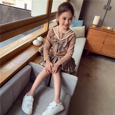 Sudadera y Falda Corta Estilo Universitario Coreano para Niña - Image 15