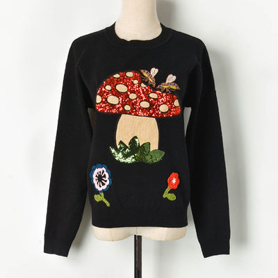 Suéter Tejido con Abeja y Champiñón de Lentejuelas - Image 7