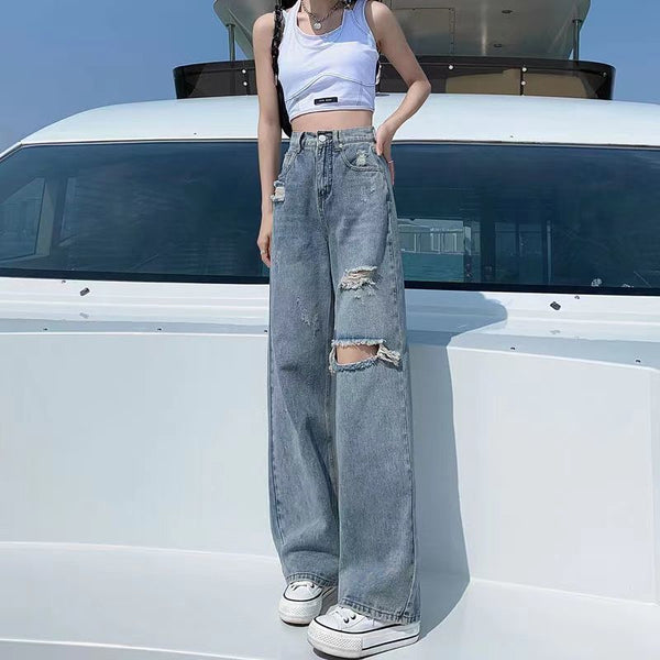 Jeans Rotos de Cintura Alta para Mujer
