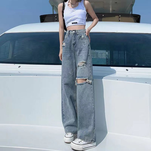 Jeans Rotos de Cintura Alta para Mujer
