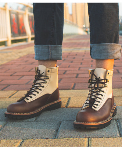 Botas de Trabajo Hombre Cuero Genuino Bicolor con Detalles Artesanales - Image 10