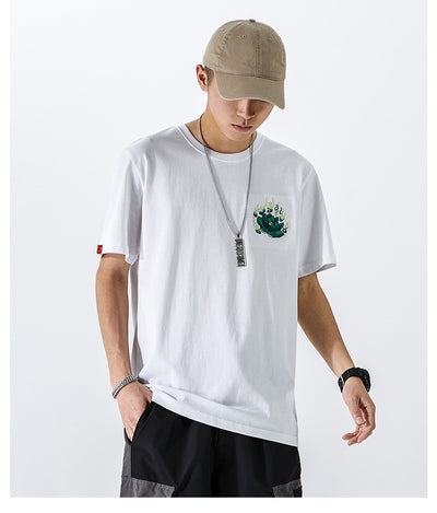 Camisa de Algodón Pixiu Bordada para Hombre - Estilo Industrial - Image 11
