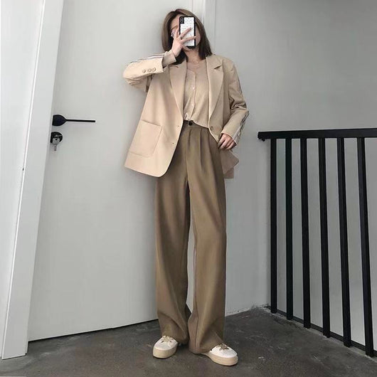 Pantalón Holgado de Cintura Alta Estilo Casual Recto