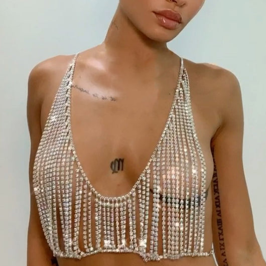 Top Bikini Lujo con Cadena de Cristales para Fiesta y Eventos - Image 9