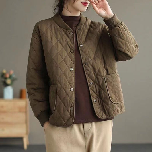 Chaqueta Acolchada de Algodón para Mujer - Diseño Rombo Ligero Otoño Invierno