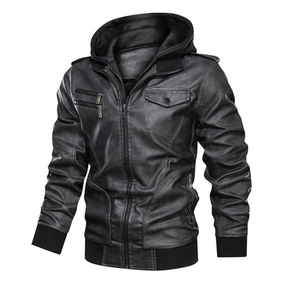Chaqueta de Cuero PU Lavable para Hombre con Forro Removible
