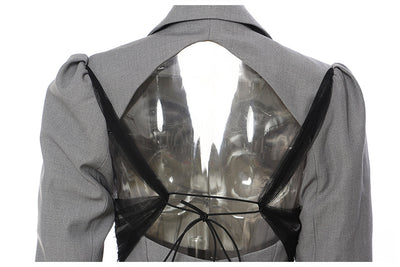 Blazer Elegante Cintura Ajustada con Dobladillo Floral Backless - Image 15