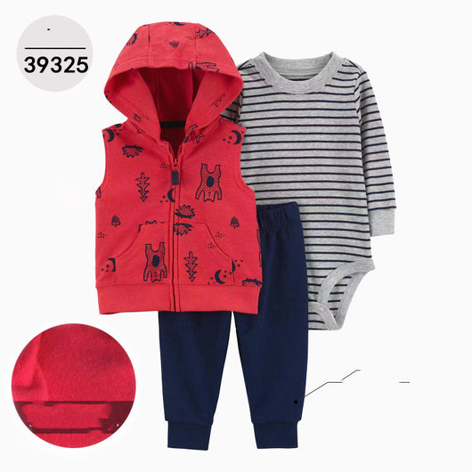 Chaqueta de Cuero con Capucha Infantil Tres Piezas Manga Larga - Image 38