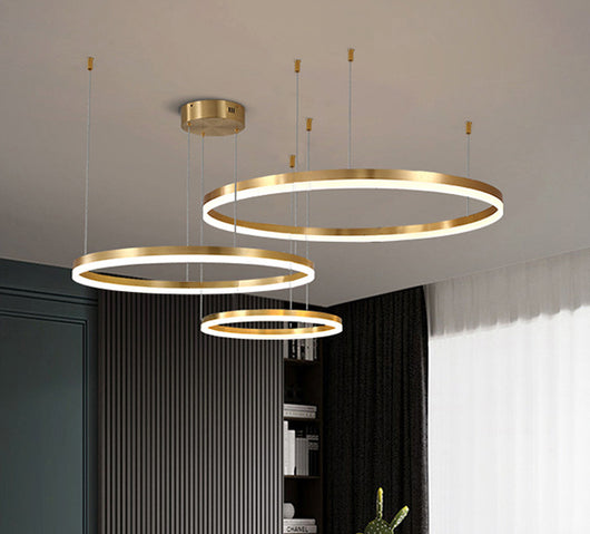 Lámpara Colgante Círculo Cobre Nórdico - Luz Atmosférica para Sala de Lujo - Image 12