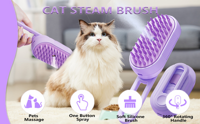 Cepillo Vaporizador 3 en 1 para Gatos - Deshedding Spa con Mango Plegable - Image 25