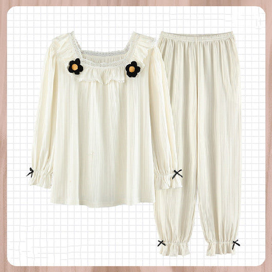 Pijamas Cómodos Estilo Coreano para Mujer - Algodón Puro Manga Larga Primavera Otoño - Image 17
