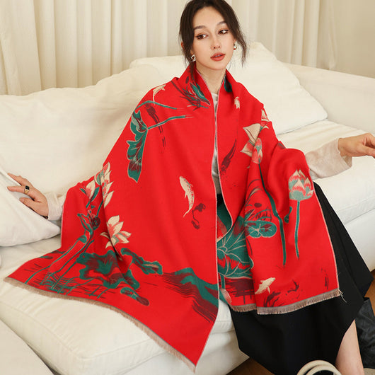 Bufanda de Cachemira Elegante Estilo Nacional Reversible Jacquard Doble Cara - Image 23