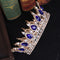 Fashion Alloy Color Crystal Bridal Crown Golden Blue