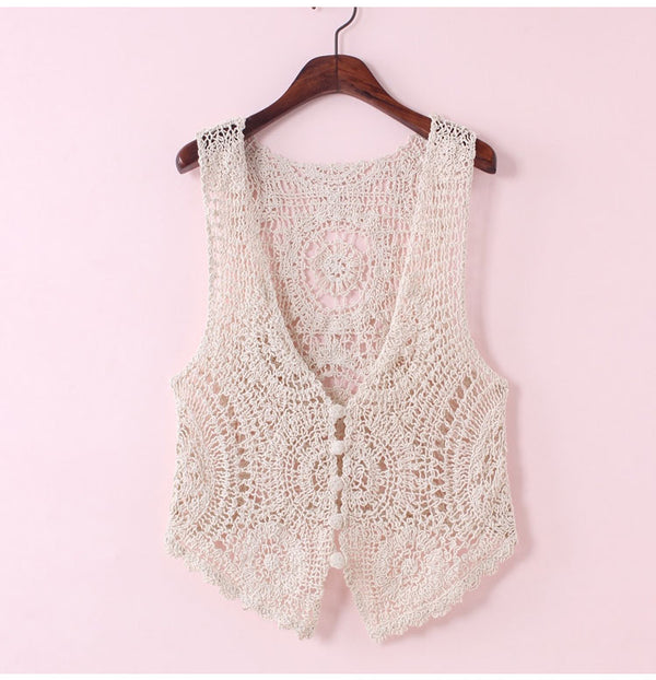 Chaleco de Encaje Calado para Mujer - Diseño Fresco y Elegante