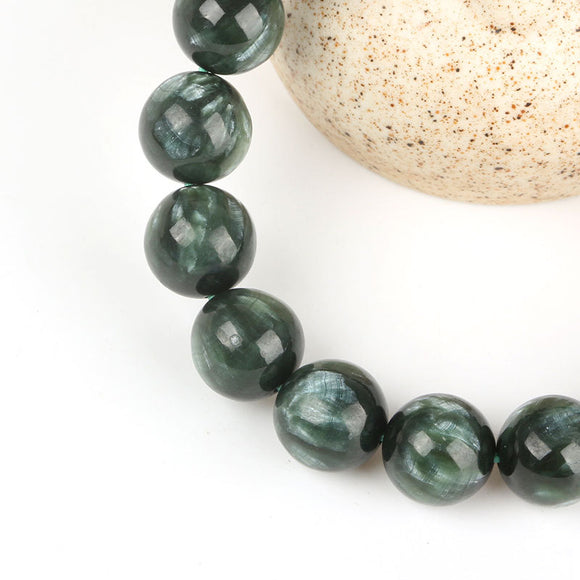 Pulsera de Cristal con Efecto Escamas de Dragón Verde Oscuro