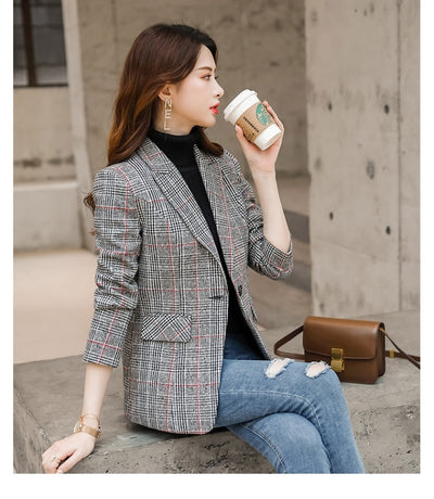 Blazer Cuadriculado Mujer con Cintura Ajustada - Image 19