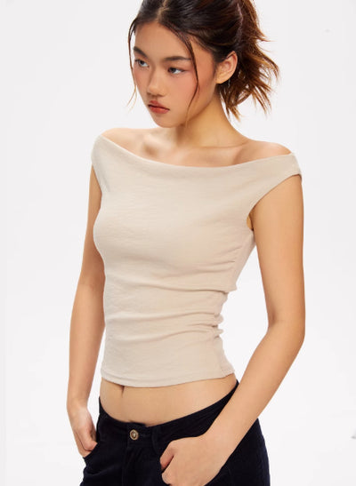 Chaleco Tejido Tencel Hombro Descubierto con Doble Capa Frontal - Image 12