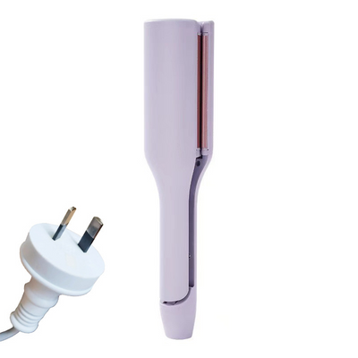 Lavender hair waver with rose gold corrugated plates for creating small curls or waves, shown on a white background. - Image 8