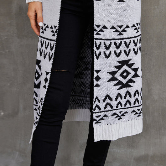 Cardigan Tejido Jacquard - Suéter Casual de Punto Largo - Image 3