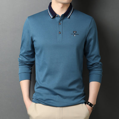 Camisa Manga Larga de Algodón con Solapa para Hombre - Diseño Monocromático - Image 10