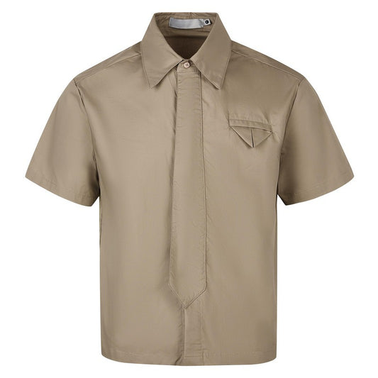 Camisa Casual Retro Americana con Diseño de Corbata Falsa - Image 2