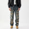 Pantalones Vaqueros Anchos Rotos con Detalles de Agujeros y Parches Personalizados para Hombre