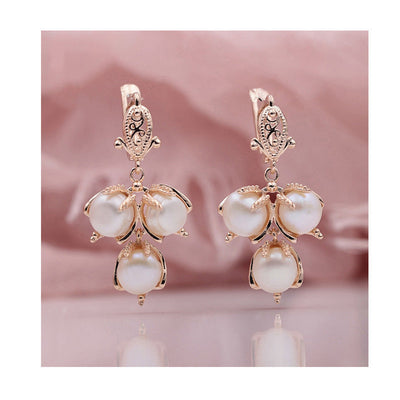 Aretes Perla Concha Rosa Dorado Llama - Image 4