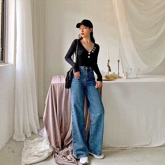 Pantalones Vaqueros Anchos Versátiles para Otoño e Invierno - Image 15