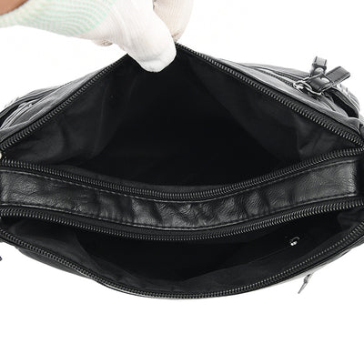 Bolso Bandolera de Cuero Genuino Lavado - Diseño Minimalista Versátil - Image 4