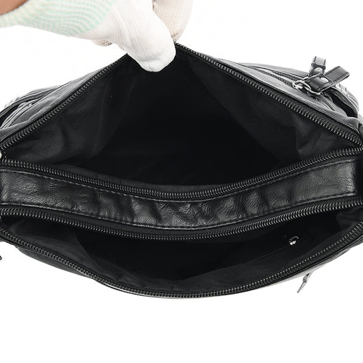 Bolso Bandolera de Cuero Genuino Lavado - Diseño Minimalista Versátil - Image 4