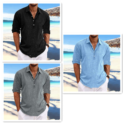 Camisa Holgada de Cáñamo y Algodón para Hombre - Talla Grande - Image 7