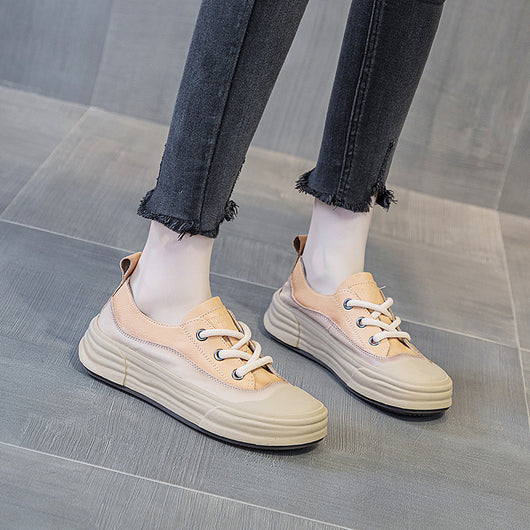 Tenis Plataforma de Cuero para Mujer - Estilo Casual Moderno