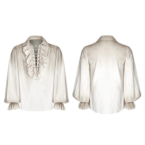 Men's Vintage Steampunk Distressed Long Sleeve Shirt