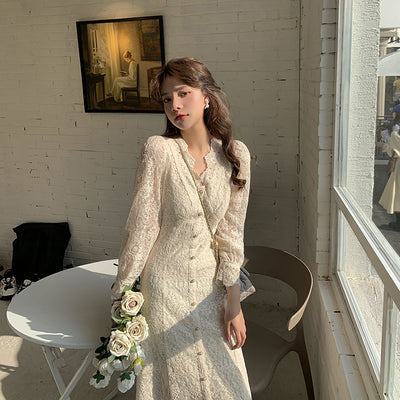 Vestido Francés Elegante para Mujer con Encaje Delicado - Image 11