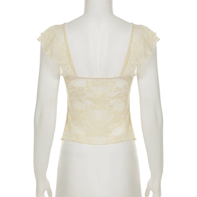 Blusa Elegante con Encaje Volantes Escote V Efecto Adelgazante - Image 15