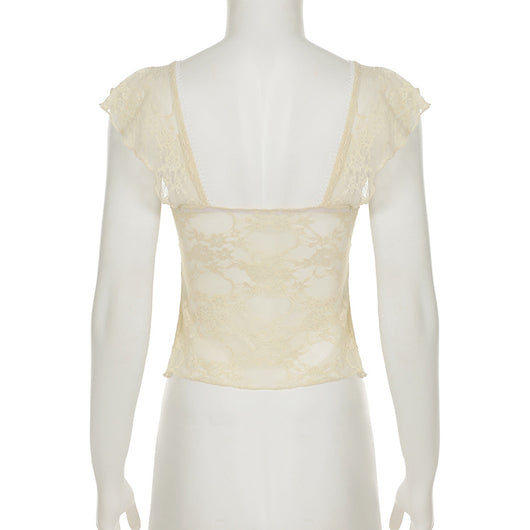 Blusa Elegante con Encaje Volantes Escote V Efecto Adelgazante - Image 15