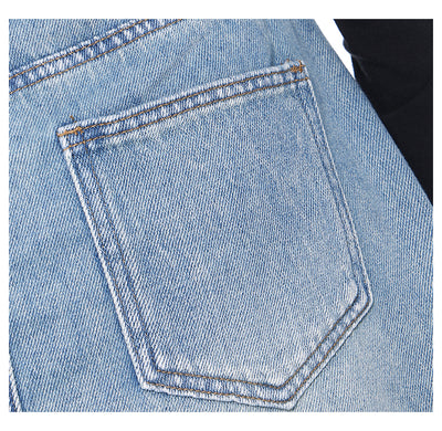 Pantalones Rectos Azul Vintage Efecto Desgastado Doble Tela para Mujer - Image 24